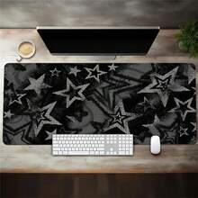 1pc INS Style Black And Gray Stars Art Mouse Pad, Cool Desktop Decor Mat, Thick Non-Slip Office & Gaming Keyboard Pad - View 7