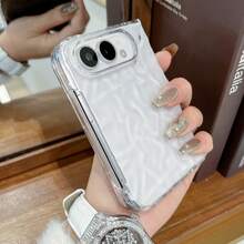 奢華極簡水波紋透明手機殼，相容 iPhone Duo，後蓋折疊翻蓋手機殼，中性防摔保護殼 - 無色 - 查看 9
