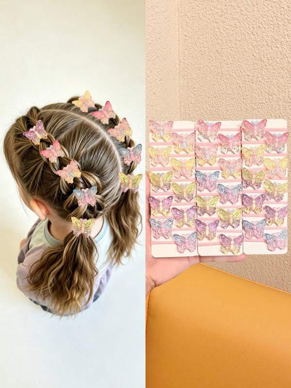 10/20/30 buc. elastice pentru păr cu fluture transparent iridescent, sortiment aleatoriu, dulci și drăguțe, accesorii pentru păr de zi cu zi, școală și călătorii, pentru fete