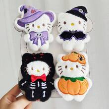 SANRIO 1 Pc Halloween Cartoon Cat Plush Doll, Cute Witch Pumpkin Skeleton Costume Stuffed PlushToy, Kawaii Gothic Fall Decor, Soft Mini Character Dol, Backpack Bag Pendant, Halloween PartyDecoration, Birthday Gift & Collectible Ornament - Multicolor - View 3