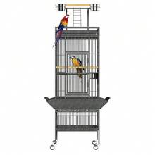 Techigher 155 Cm Wrought Iron Play Top Bird Cage With Rolling Stand, Perch & Feeder, Large Parrot Cage For Parakeets, Cockatiels, Conures, Parrots - one-size - View 8