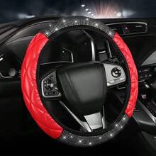 1 bọc vô lăng ô tô không vòng trong đính đá trang trí, da PU thêu chống trượt, vừa cho hầu hết các dòng xe, trang trí nội thất ô tô thời trang, cảm giác thoải mái, dễ lắp đặt, phù hợp dùng hàng ngày - Nhiều màu - Xem 9