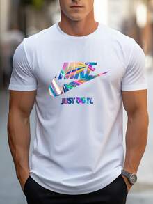 Men's Pure Cotton Crew Neck Short Sleeve T-Shirt Casual Summer Breathable Soft Everyday Wear Regular Fit Basic Top - 白色 - 查看 7