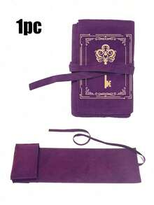 Velvet Tarot Card Storage Bag, Featuring Vibrant Cosmic Tarot Card Pattern Print, Dual-Color Blue And Purple Drawstring Closure, Soft Fabric Protective Cover, Portable Card Pouch, Suitable For Storing Tarot Cards And Small Items - Multicolor - View 14