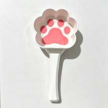 1pc Cute Paw Shaped Pet Food Scoop, Long Handle Plastic Measuring Spoon, Multi-Color Available, Feeding Spoon For Cats & Dogs, Pet Dry Food Feeding Accessory - Negro - View 7