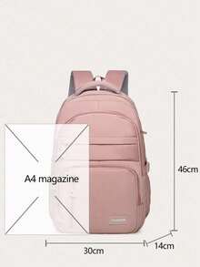 Men's Versatile Solid Color Casual Backpack, Stylish Large Capacity College Style Waterproof And Durable High School Student Bag - Multicolor - View 7