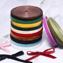 10碼/捲 1公分寬優雅天鵝絨緞帶，適用於禮品包裝、DIY珠寶包裝、聖誕樹裝飾與婚禮場景布置，可用於手工蝴蝶結、花束與禮品包裝DIY緞帶，單面天鵝絨，適用於萬聖節、聖誕裝飾 - 單色絨 - 查看 3