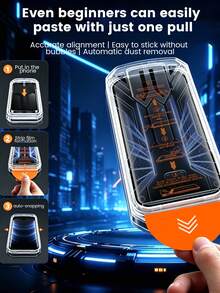 Applicable To Apple 18 Pro Max Tempered Glass Film 18 Pro New Dust-Free Storage Anti-Peeping Phone Screen Protector, One-Pull Application, Precise Alignment | Easy Application No Bubbles | Automatic Dust Removal, Transparent No Graying | Sensitive Touch | Daily Durable, 9H High Hardness | Rounded Edges | Drop And Scratch Resistant - Black - View 4