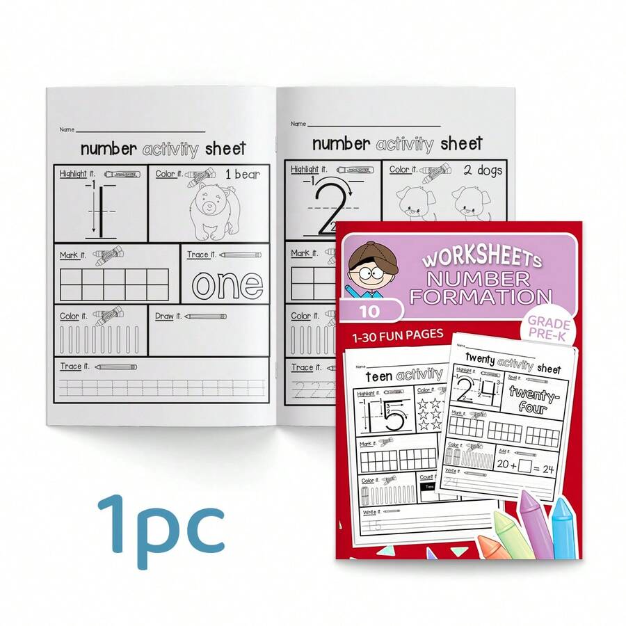 Number Formation Notebooks, Numbers 1-30 Tracing, Counting, Writing ...