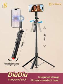 D8 1-Second Pop-Up Selfie Stick Tripod, 360° Rotating Phone Tripod Stand With Detachable Remote Control, Reinforced Bone Structure For Stable Support, Freely Expandable On Ground, Portable Pocket-Sized Selfie Monopod, Suitable For Travel Vlog Outdoor Live Streaming, Compatible With IPhone And Android Smartphones, Anti-Shake Phone Photography Stand, Suitable For Selfies, Group Photos, Video Recording - one-size - View 11