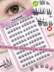 MAANGE 100 Clusters Self-Adhesive Idol Style False Eyelashes, Easy To Apply With Press-On Design, Breathable, Black U-Shaped Lashes, Korean Idol Style, Short Natural False Eyelashes, 11mm Thin And Long Lashes, Transparent Root, Lively Energy Style Eyelash Extensions, Eyelashes, Lash Clusters, Gift For Women - D - View 7