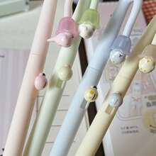 Back To School Cute Rotating Bird Pendant Gel Pen Set, Japanese Cartoon Decorative Retractable Gel Pens, Student Writing Stationery Supplies - Shy Little Bird - View 2