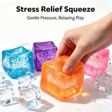 1 buah Mainan Squishy Kubus Kristal Es Warna-warni, Bahan Jelly TPR Transparan Tinggi dengan Glitter dan Gelembung, Berbagai Pilihan Warna Segar, Mudah Digenggam dengan Satu Tangan, Ideal untuk Pelajar dan Pekerja Kantoran untuk Meredakan Stres, Pilihan Hadiah yang Bagus - MultiWarna - View 1