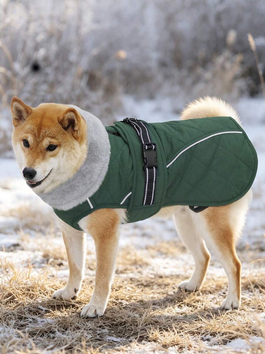 Winter Dog Coat, Reflective Fleece Vest With Adjustable Buckle And Drawstring Hole, Suitable For Outdoor Walks In Cold Weather, Suitable For Medium And Large Dogs