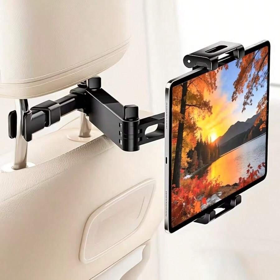 1 Buah Dudukan Tablet 3-in-1 untuk Sandaran Kepala Mobil, Dapat Diputar 360°, Cocok untuk Ponsel 4,7-11 Inci, Kompatibel dengan iPad Pro/Air/Mini/Galaxy, dengan Layar HD 3,5 Inci dan Penjepit, Desain Lipat, Hadiah Liburan, Cocok untuk Perjalanan Darat dan Aktivitas Luar Ruangan, Dudukan Tablet Mobil, Aksesori Perjalanan, Desain Ringkas, Struktur Kokoh