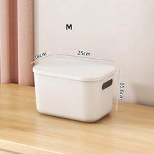 Plastic Storage Baskets Bins Boxes With Lids,Organizing Container Storage Organizer Bins For Shelves Drawers Desktop Playroom Classroom Office - White - View 12