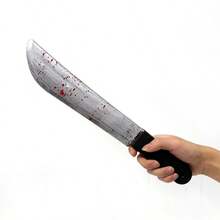 Halloween Prank Realistic Plastic Blood Knife, Bloody Sharp Knife Cosplay Prop Curved Blade Ghost Festival Toy, Halloween Costume, Prank Toy, Holiday Gift, Halloween Gift, Party - Multicolor - View 11