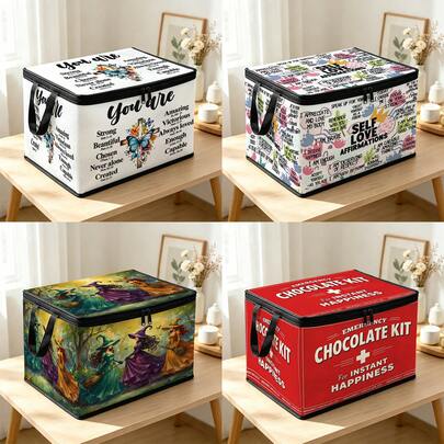 Thickened Multi-Pattern Storage Bag, Large Capacity Foldable Clothes & Bedding Organizer, Dorm Essential; Can Store Blankets, Bedding, Suitable For Wardrobe, Under Bed, Dorm Storage; Moving, Dirty Laundry Storage Choice, Space-Saving, Organize Your Home.