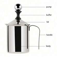 400ML Stainless Steel Handheld Milk Frother Double Mesh Coffee Cappuccino Milk Creamer Foamer Maker Kitchen Accessories - Silver - View 5