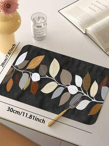 1pc American Vintage Black Background Autumn Leaf Diatom Mud Kitchen Mat, Sponge Cushioning Pressure Relief, Rubber Bottom Dirt-Resistant Easy To Clean, Kitchen Bathroom Entryway Laundry Room Decorative Floor Mat - View 14