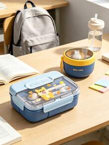 SEAL LOCK Large Capacity School Lunch Box (Includes Fork & Spoon), Cute Cartoon Bento Box, Reusable Lunch Container, Microwave , Lunch Bag, Suitable For Home, School, Office, Travel, Back To School Season, Outdoor Picnic - Multicolor - View 6