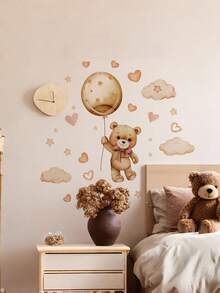 1 Set Stiker Dinding Balon Beruang Lucu, Termasuk Stiker Awan dan Bintang, Perekat Mandiri dan Dapat Dilepas, Cocok untuk Dekorasi Kamar Bayi dan Kamar Tidur Anak-Anak - MultiWarna - View 13