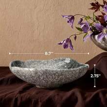 9.5" Wabi-Sabi Decorative Bowl, Irregular Moss Green Glazed Ceramic Catchall Bowl For Keys And Wallet, Stone Texture Centerpiece Table Bowl For Entryway, Living Room And Coffee Table Decor - Painted - View 3