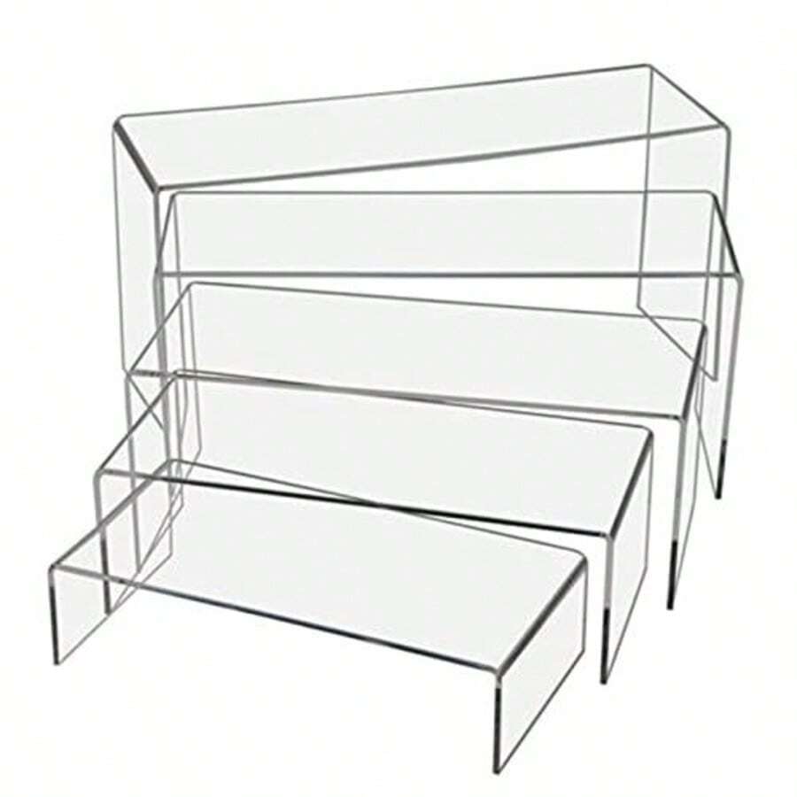Transparent Acrylic Jewelry Display Stand, Figurine Model Storage Rack, Acrylic Tiered Display Shelf, Rectangular Acrylic Cosmetic Artwork Jewelry Storage Rack, Home Office Retail Store Desktop Decorative Shelf - Transparent - View 1