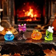 Cartoon Pumpkin Shaped Resin Miniature Ornament, Glossy Transparent Desktop Decoration, Halloween Christmas Holiday Party Gift - Multicolor - View 2