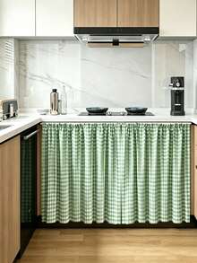 1pc Farmhouse Style Plaid Short Curtain Tablecloth, Reusable Classic Cafe Farmhouse Style Kitchen Half Window Tablecloth, Suitable For Home And Commercial Use, Kitchen And Window Decor, Retro Window Decor Style - Multicolor - View 6