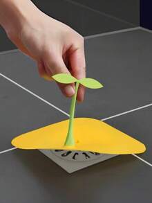 Cute Sprout Shaped Silicone Drain Stopper, Odor-Proof Drain Cover, Anti-Clogging Anti-Insect Drain Filter Pad, Suitable For Bathroom Sink, 1/5/10pcs (Yellow & White) - Multicolor - View 9
