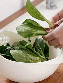 1pc Kitchen Multi-Function Rice Washing Strainer, Household Plastic Rice Sieve, Vegetable And Fruit Washing Basket, Thickened Anti-Drop Rice Basin, Fine Mesh Quick Drainage, Kitchen Cleaning Grains And Vegetables, Practical Kitchen Utensil For Home Cooking Storage And Cleaning - Drain Basket - View 3