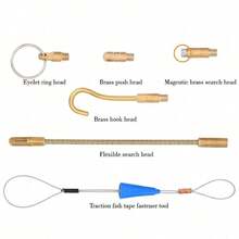 10pcs Fiberglass Running Electrical Wire Cable Kit, 1M Each, Including Push-Pull Cable Puller, Connectors For Electrical Access - Blue - View 5