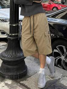 Spring/Summer Men's Multi-Pocket Cargo Capris - Street Style, Suitable For Summer Outdoor Casual Activities And Streetwear Sports - Khaki - View 8