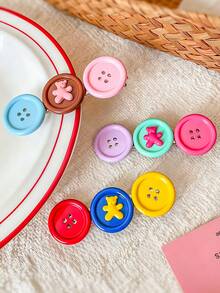 6/3pcs Multi-Color Button Bear Hair Clips, Durable And Gentle On Hair, Cute And Sweet Hair Accessories For Women And Girls, Suitable For Daily Wear, School, Party, Vacation - Multicolor - View 6