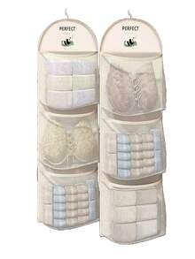 3-Tier Hanging Underwear, Socks And Bra Storage Mesh Bag - Suitable For Dorm And Home Wall-Mounted Transparent Pocket Design | Multi-Layer Clothing Organizer Storage Bag - Multicolor - View 1