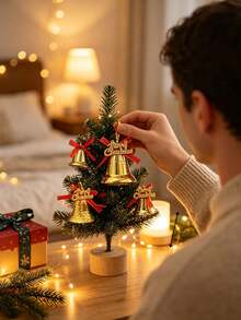 1 Set Gold Christmas Bell Decorations, Suitable For Hanging On Christmas Tree And Yard Gift Boxes; Bell Pendant, Holiday Home And Outdoor Decor, Winter Party Decoration - A - View 5