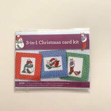 1 Set Of 3 Cross Stitch Greeting Cards/DIY Christmas Cross Stitch/Snowman, Bird And Christmas Stocking Pattern Embroidery/Easy To Learn Suitable For Beginners - A - View 7