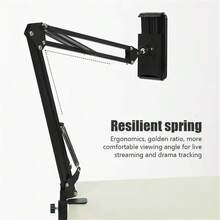 360° Rotating Long Arm Phone Tablet Overhead Mount, Bedside Desktop Dual-Use Slouchy Arm Bracket, Fill Light, Universal Phone Tablet Support Stand - View 6
