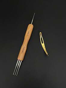 Dreadlock Double-Head Crochet Hook Set 1+2/1+3, Bamboo Handle 0.5mm/0.75mm Hair Locking Crochet Kit, Festival Style Handmade Hair Braiding Tool, Home & Salon Universal - Double-ended Bamboo Handle Dreadlock Crochet Hook - View 7