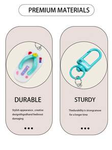 Cartoon Flip-Flop Keychain, Cute Slipper Charm, PVC Shoe Pendant, Bag Charm, Key Ring Pendant, Hanging Accessory Gift - Multicolor - View 4