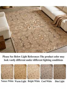 1pc Khaki Living Room Rug, Suitable For Kitchen, Dining Room, Bedroom Holiday Decor, Indoor/Outdoor, Office, Non-Slip Doormat, Bathroom Rug, Hallway, Study, Gaming Area Rug - Khaki - View 7