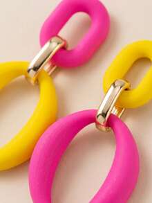 Geometric Exaggerated Hoop Earrings New Niche Fashion Personalized Retro Hong Kong Style Large Ear Studs Drop - Three-tier Link Earrings - View 2