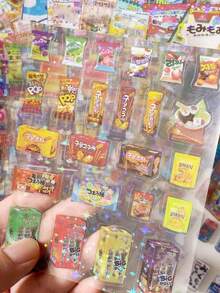 2/30pcs Snack Cutting Stickers, Japanese Retro Showa Style Cute Cartoon Glossy Stickers, Scrapbook Planner DIY Material Stickers - Multicolor - View 6