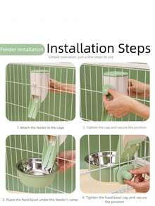 Hanging Automatic Pet Feeder And Water Dispenser For Cats, Small Dogs, Rabbits, Cage-Mounted Feeding Bowl - 500ml - View 7
