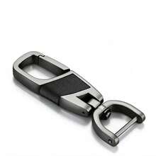 1pc Luxury Alloy Keychain With Leather Strap, Scratch-Resistant And Durable Zinc Alloy Key Ring, 360° Rotatable, Fade-Resistant Rotating Key - 1pc - View 8