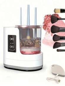 Multifunctional 2-In-1 Electric Makeup Brush Cleaner & Dryer, Automatic Rotating Wash & Dry Makeup Brush Cleaning Tool, USB Powered, Perfect Gift - View 1