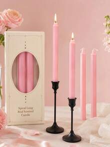 2/4PCS, Sweet Style Pink Pointed Glossy Long Rod, Scented Long Rod Candles, 0.78*9.84 Inches Pink Long Rod Candles, Suitable For Home Decoration, Tabletop Decorations, Birthday Gifts, Gift Box Set, Holiday Ornaments - Multiple Styles - View 5
