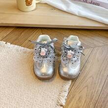 New Versatile Casual Shoes, Fashionable Polka Dot Cute Princess Shoes, Comfortable Soft Children's Shoes - Silver - View 2