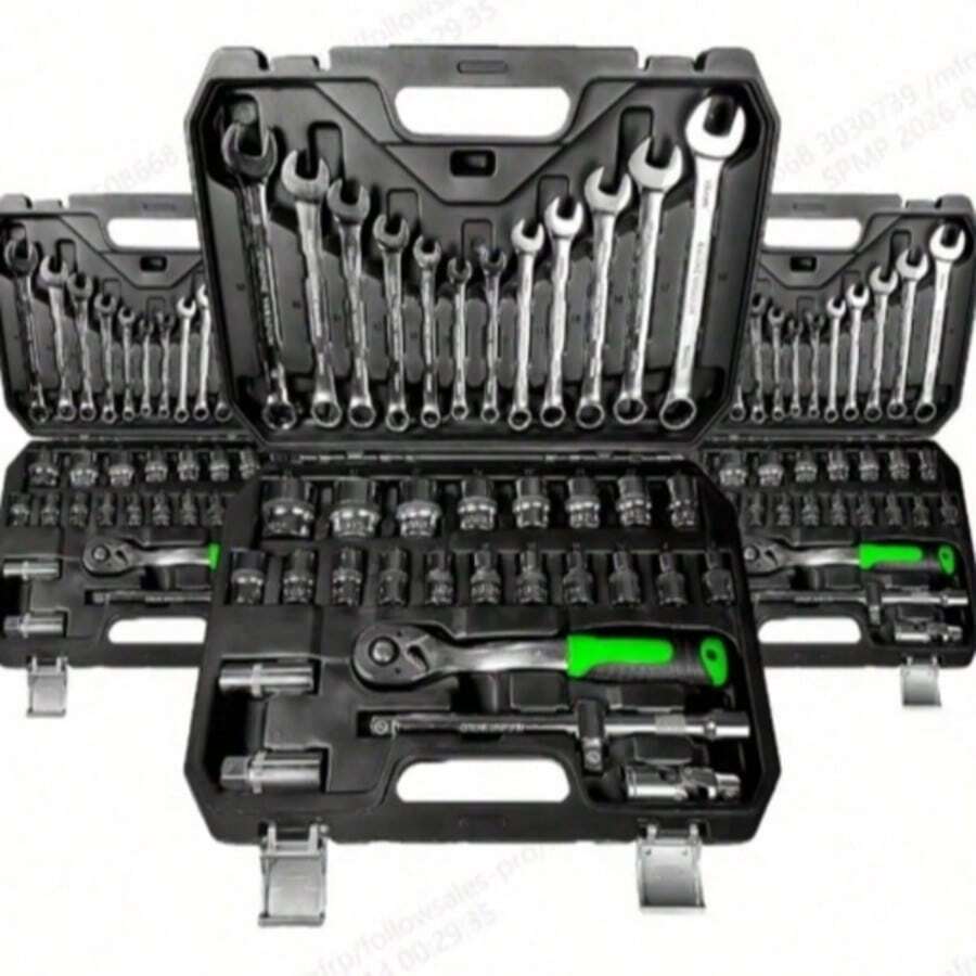 Socket Wrench Set, Ratchet Wrench, Automotive Repair Tool Set, Multi-Function Home Repair Tool Kit, Screwdriver Bit Set, Car Repair Tool Box - 46-piece Repair Tool Set - View 1